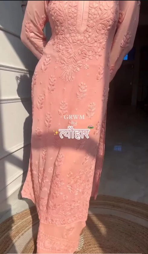 Graceful Baby Pink Chikankari Set